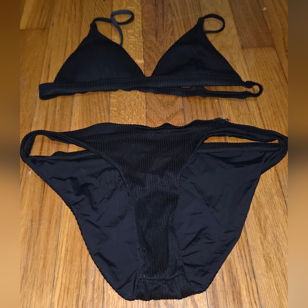 Black Ribbed Bikini Set